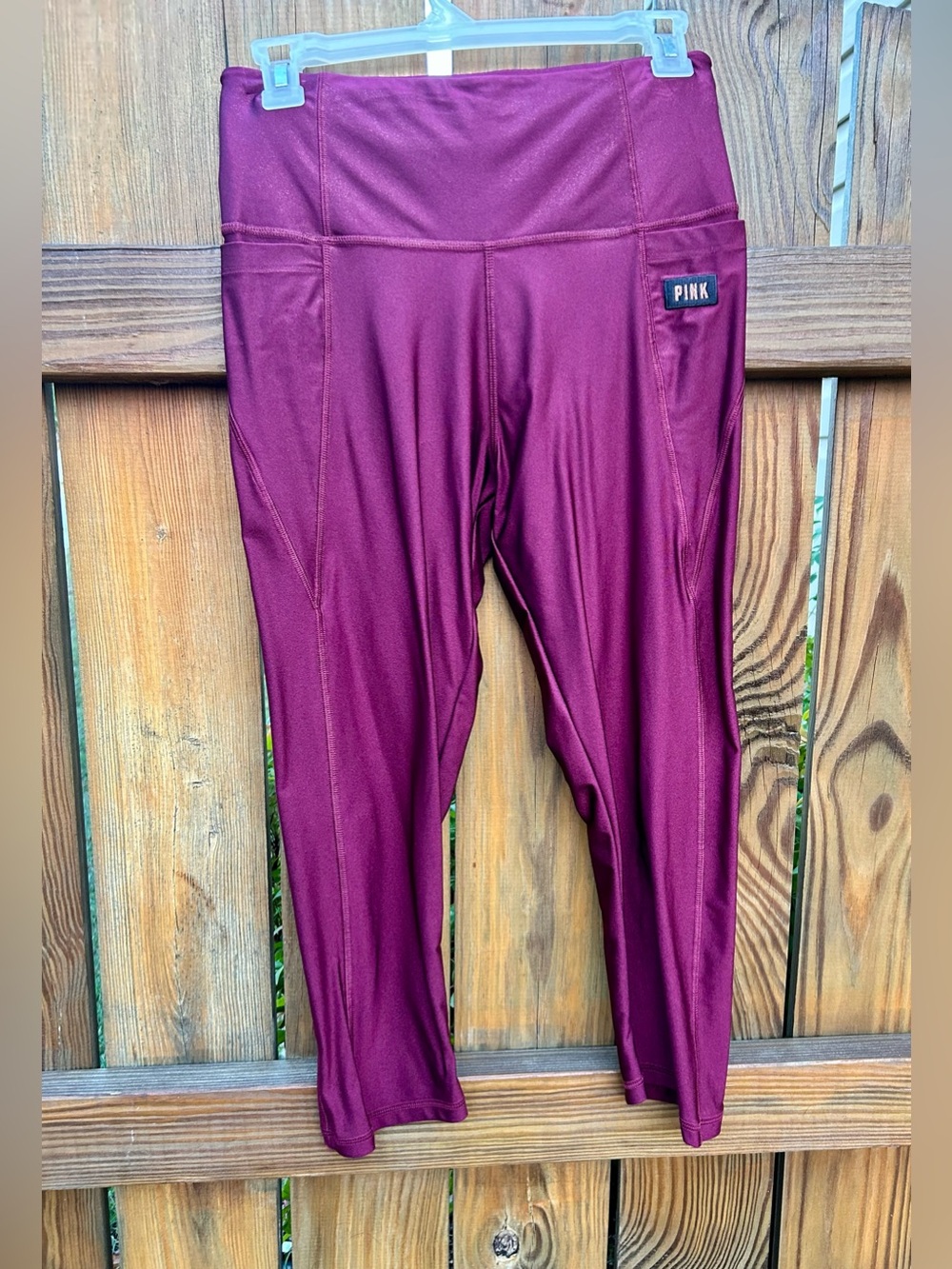VS Pink Ultimate Foil Maroon Leggings Sz. Medium
